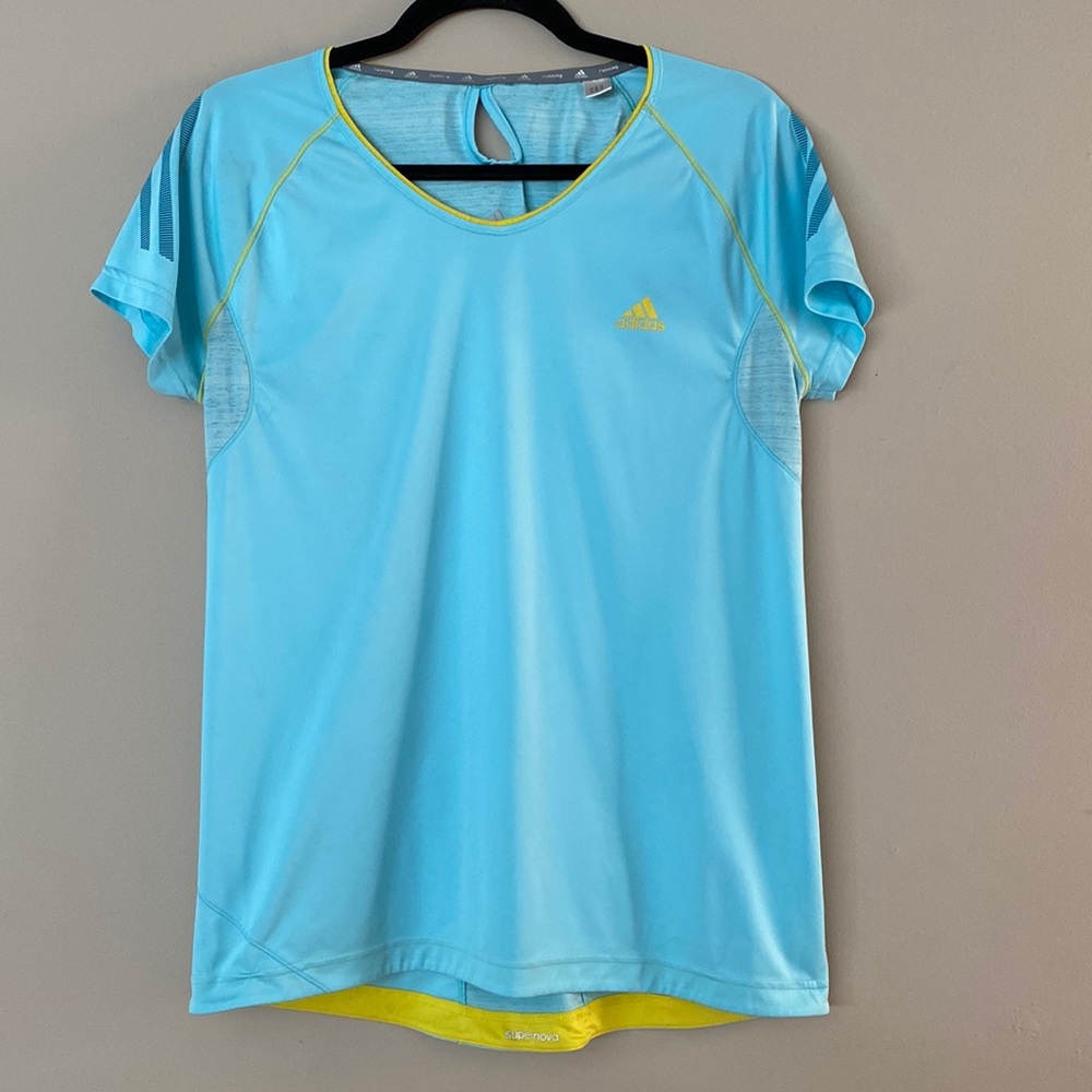 [L] Adidas Climalite Workout Tee Shirt | Blue